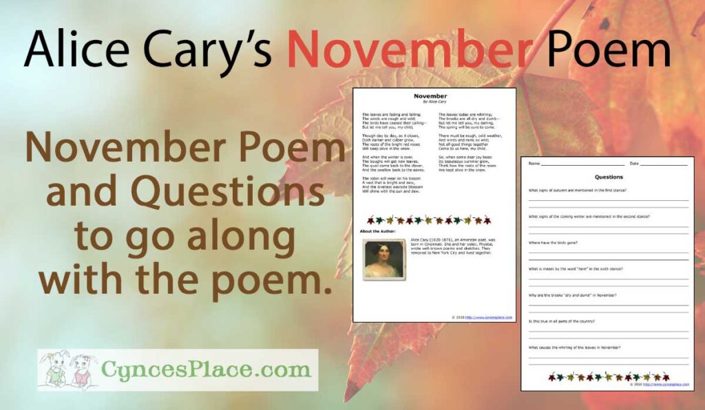 Alice Cary's November Poem
