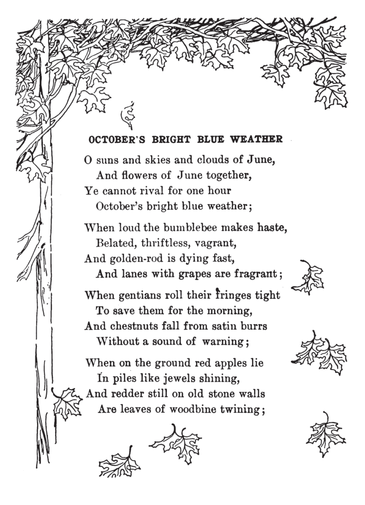 October's Bright Blue Weather by Helen Hunt Jackson