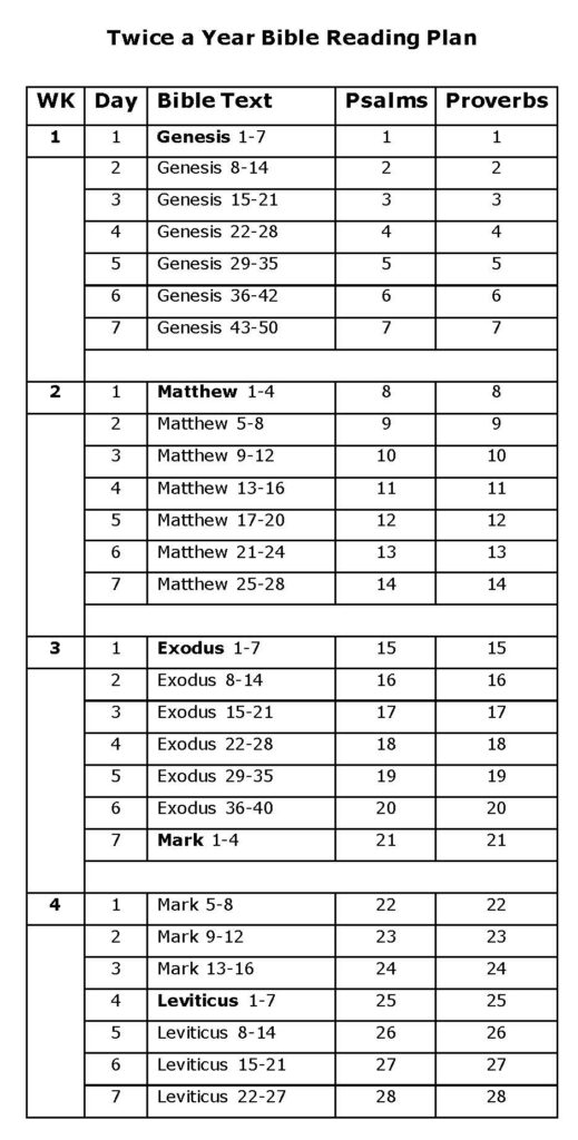 Twice A Year Bible Reading Plan KJV